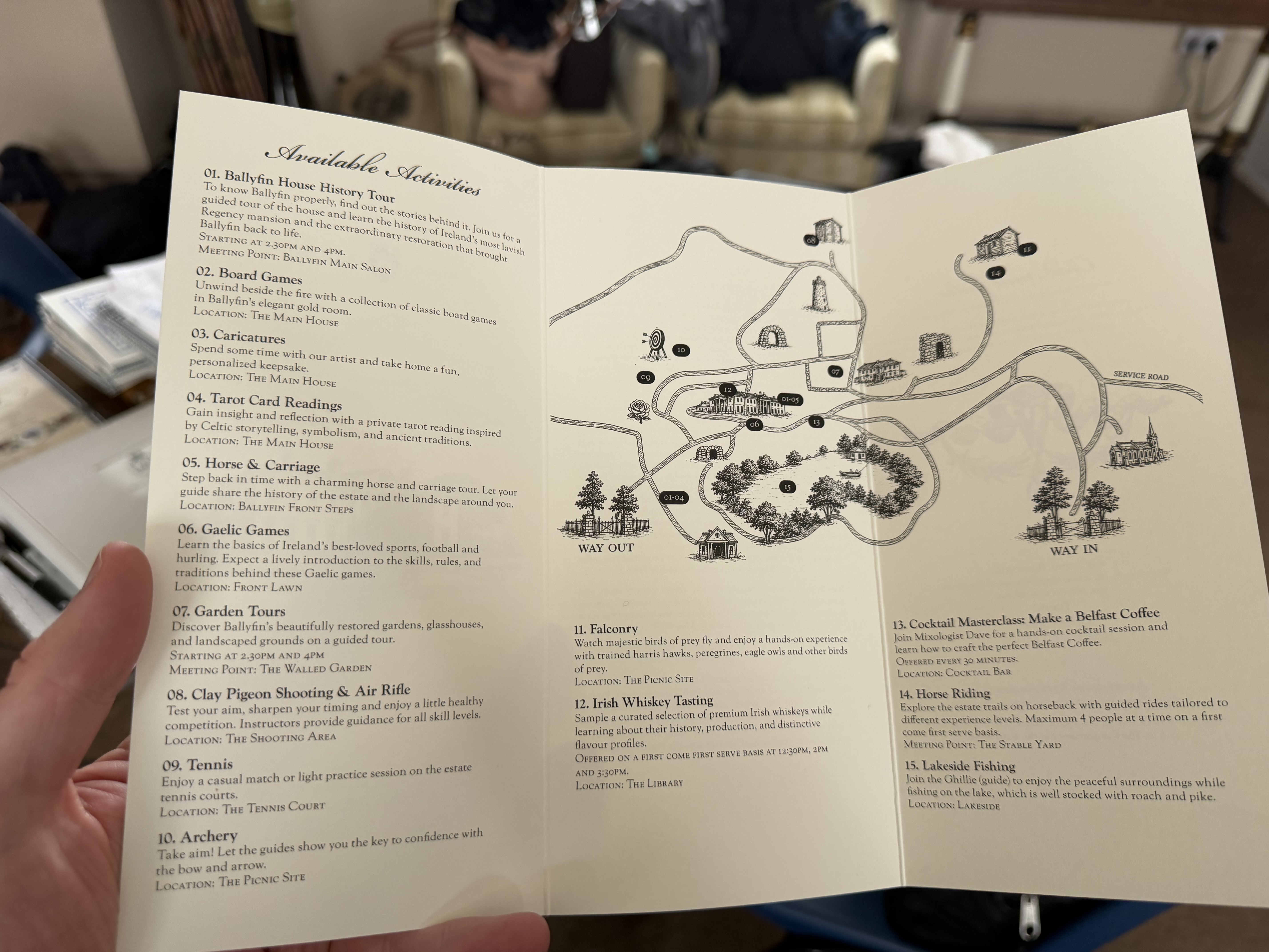 Available activities map of Ballyfin Demesne